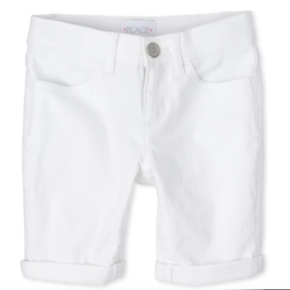 Children’s Place Girl 8 Roll Cuff White Jean Short